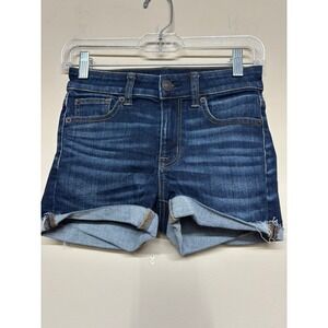 American Eagle Denim Shorts Size 0 Next Level Stretch Mid Rise Cuffed